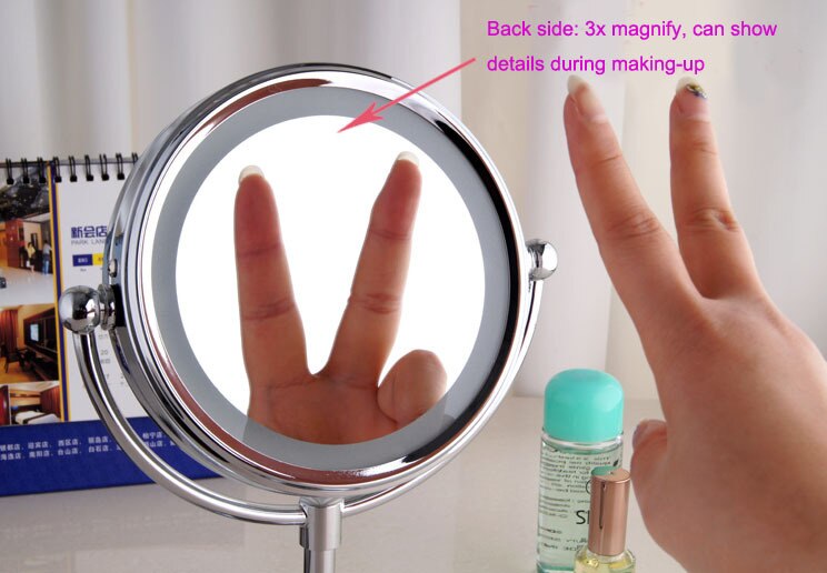 6'' bathroom LED mirror desk makeup illuminator for cosmetic and shaving magnifying function bathroom accessories