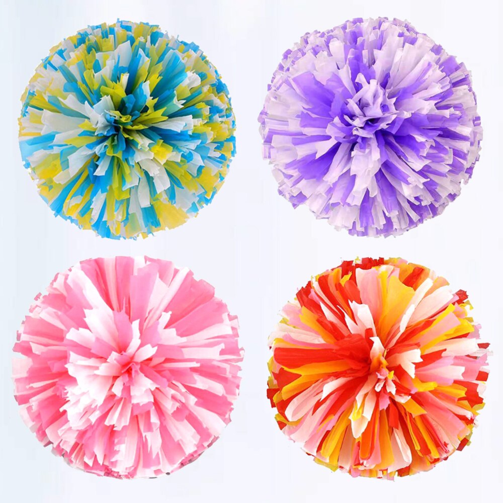 4pcs Poms Cheer Cheering Squad Reusable Cheer Poms Fun Cheer Props Spirited Props for School Competition: As Shown 2