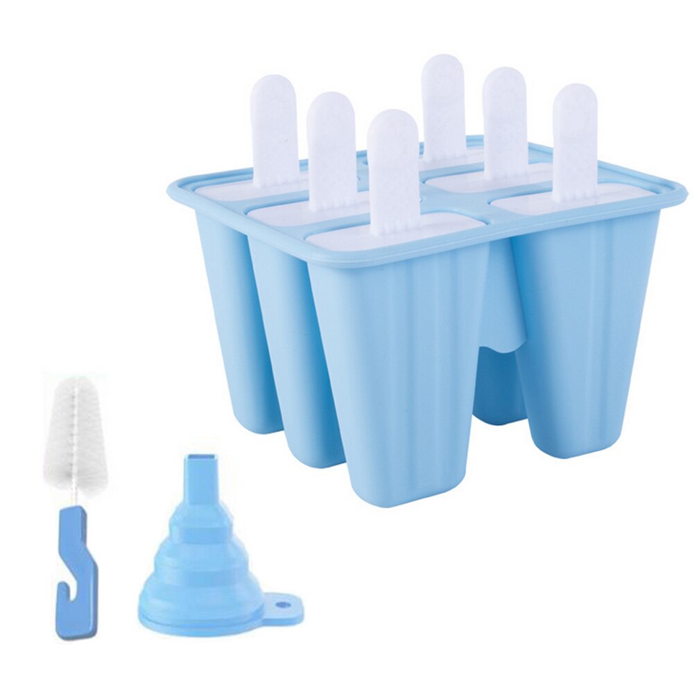 6 Cells Ice Cube Molds Reusable Popsicle Maker DIY Ice Cream Tools Kitchen Lolly Mould Tray Lolly Mould Popsicle MakerBar Tools: Blue