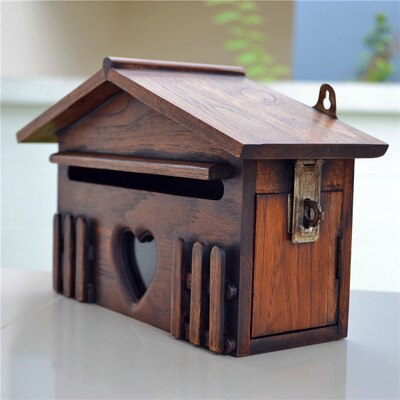 Thailand solid wood letter box villa wall-mounted retro home letter box post letter suggestion box Rainproof