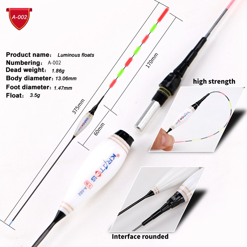 1pcs Fishing Float LED Electric Float Light + Battery Deep Water Float Fishing Tackle Bobber Fishing Gear With electrons CR425: A02