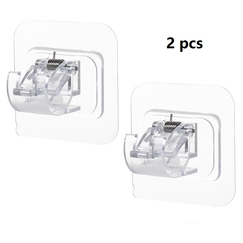 Soportes para barras de cortina, ganchos autoadhesivos para barras de cortina, sin clavos, ajustables, colgadores de cortinas, 2/4 Uds.: BLANCO