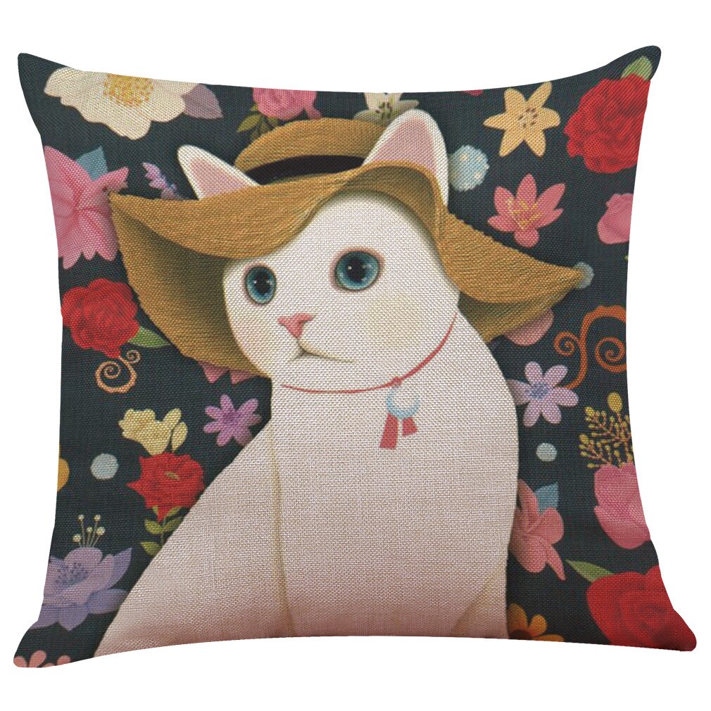 Mignon chat impression housse de coussin Kissen oreillers décoratifs pour canapé-lit maison taie d'oreiller Cojines Decorativos Para Sofá: A