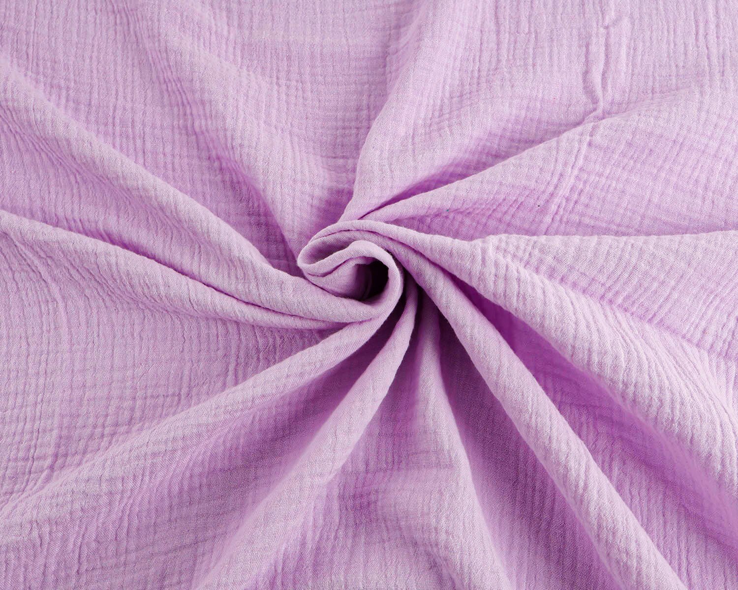 2-Layered Gauze Soft Crinkle Cotton Muslin Fabric 135x50cm - Sold By The Half Meter: Lavender