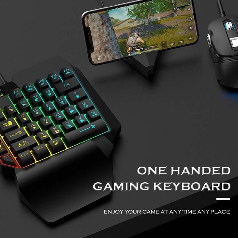 ZIYOU LANG T1 Wired One Handed Gaming Keyboard Mouse Combo For PUBG PC Gamer Combo Set
