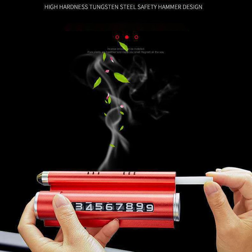 Temporary Mobile Parking Card Multifunctional Phone Number Plate Escape Safety Hammer Phone Holder Car Aromatherapy Phone Holder