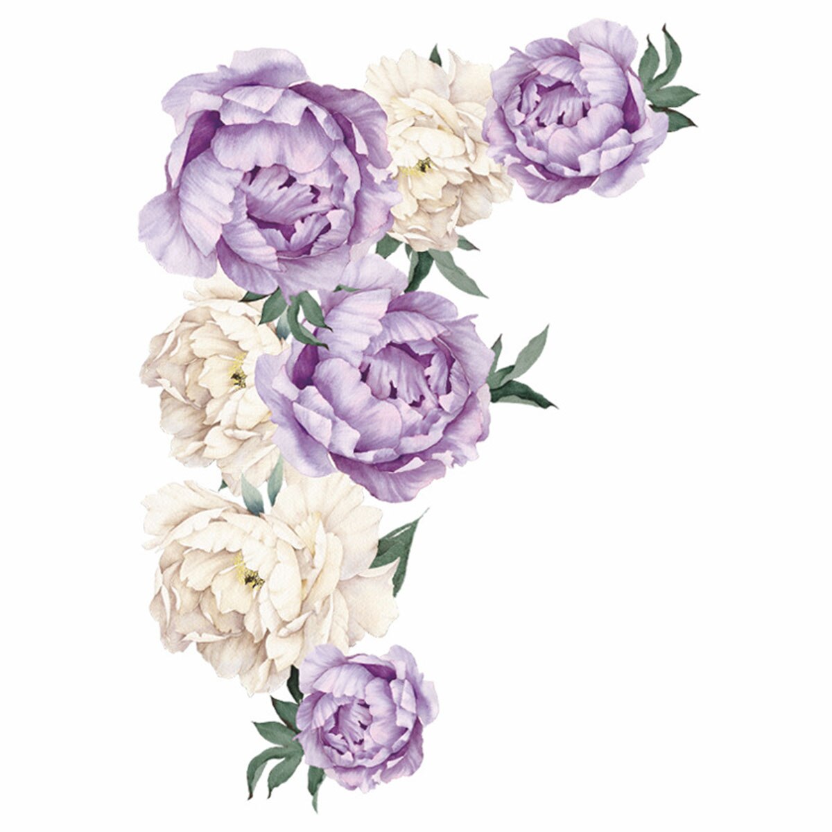 Autocollant mural pour pépinière en Rose de pivoine, autocollant décoratif pour chambre d'enfant, décoration pour la maison, amovible et étanche: C1-2PC
