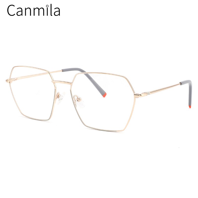 Monturas de gafas grandes de Metal ultraligeras para mujer, anteojos ópticos Vintage con prescripción de miopía, polígono, Canmila BOM1131: C3
