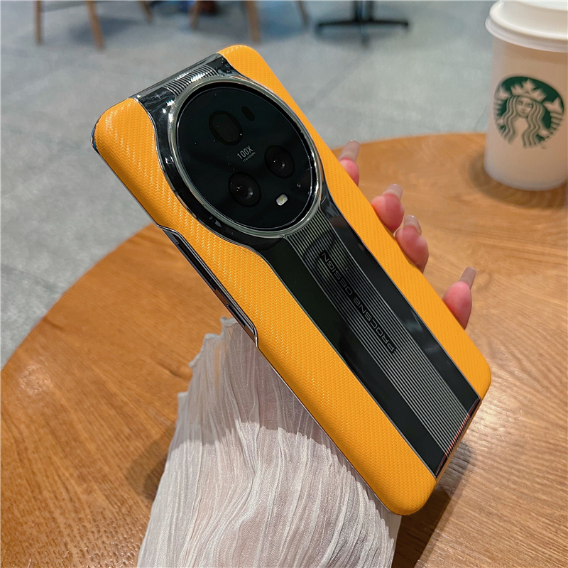 Para Funda Huawei Honor Magic 6 Pro Magic 6 5 3 4 7 pro Funda de teléfono Funda de cuero con textura de fibra de lujo a prueba de golpes: EVA / YELLOW