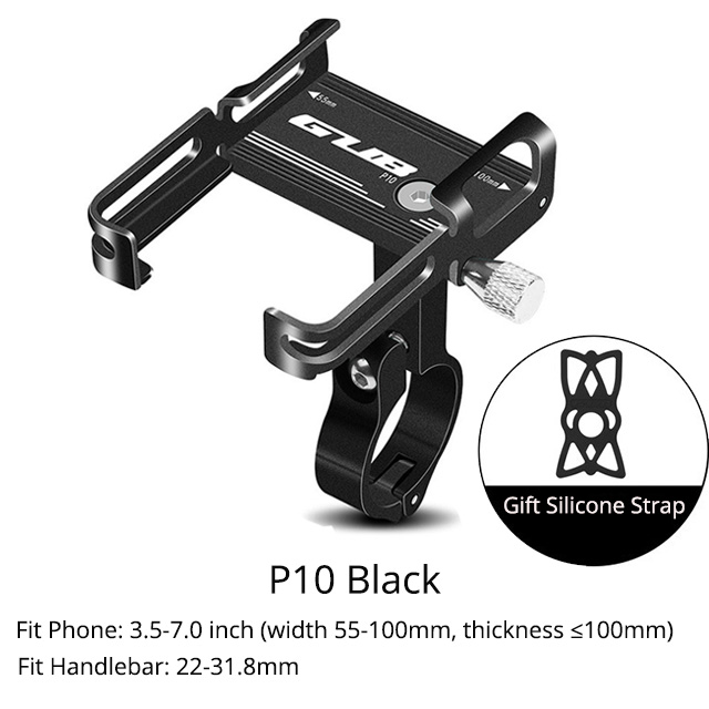 Gub Fiets Telefoon Houder Aluminium Ondersteuning Voor Bike Motorcycle 3.5-7.0 Inch Mobiele Telefoons Stand Mtb Stuur Mount: P10 Black