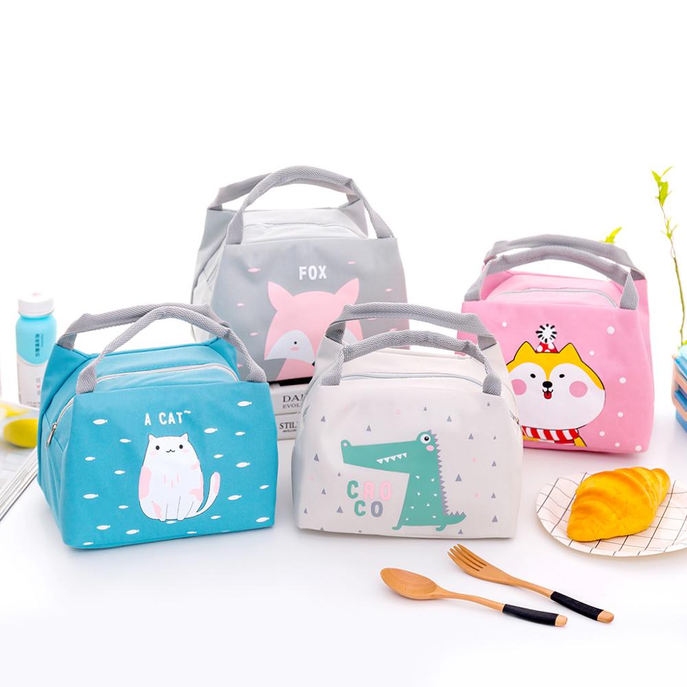 Cartoon Animal Cute Lunch Bag For Women Girl Kids Children Thermal Insulated Lunch Box Tote Food Picnic Bag Milk Bottle Pouch