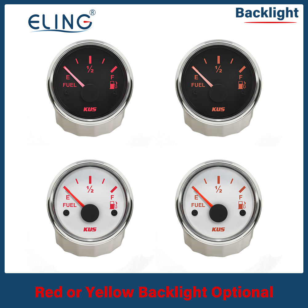 Kus 52Mm 0-190ohm 240-33ohm Brandstof Niveau Meter Olie Gauge Rood Geel Licht 9-32V Brandstof Sensor 175mm 200Mm 250Mm 300Mm 335Mm