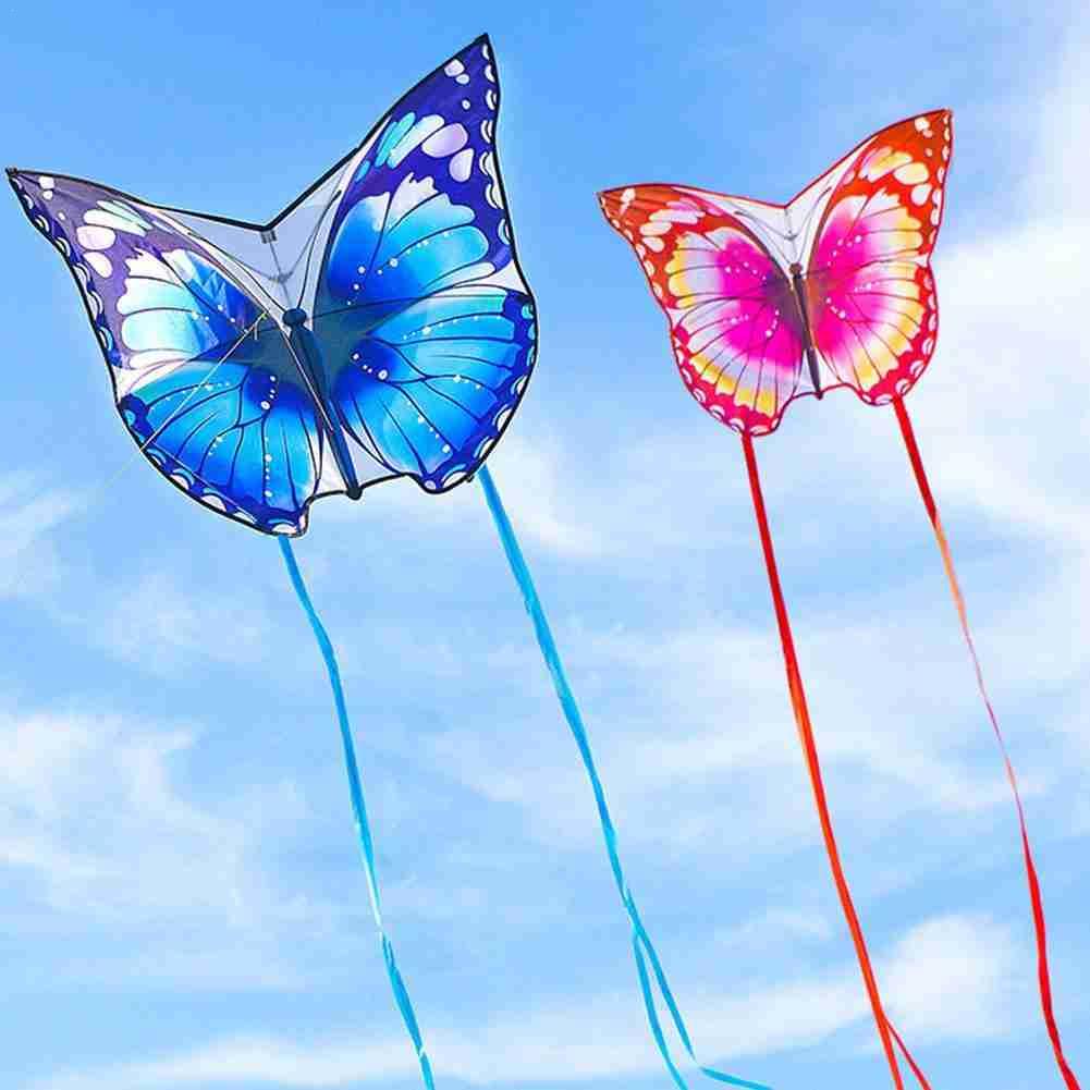 Schmetterlingsdrachen, blau-rot, mit festen flügeln, 30m schnüren, leicht zu fliegen, outdoor-sportspielzeug, tierdrachen, spielzeug für kinder