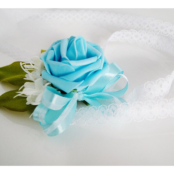 Roze/Wit/Blauw/Paars Bruiloft Bloemen Bruidsmeisje Pols Bloem Bruids Corsages met kant Lint Beste Mannen Boutonniere ZHF01