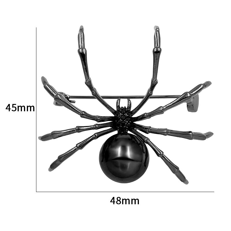 baiduqiandu Brand Gun Black Color Plated Copper Spider Brooch with Cubic Zirconia Crystal Diamante: black and black cz