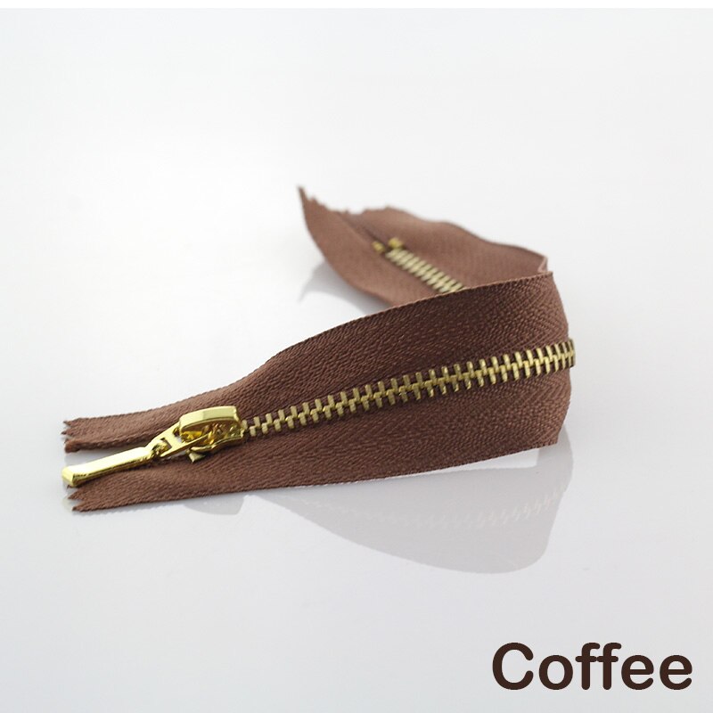 3Pcs 3 #15Cm Metalen Rits Messing Close-End Auto Lock Kleding Voor Naaien Ritsen: Coffee