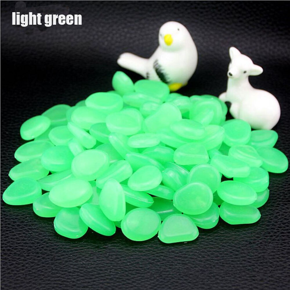 50Pcs Garden Pebbles Glow Stones Rocks for Walkways Garden Path Patio Lawn Garden Yard Decor Luminous Stones: light green