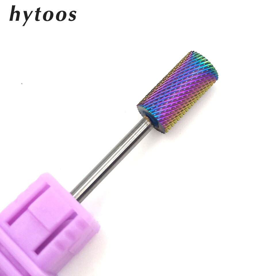HYTOOS-brocas de carburo de tungsteno con recubrimiento de arco iris, 5 tipos, para manicura, accesorios, fresa: SJ-01S-MQ