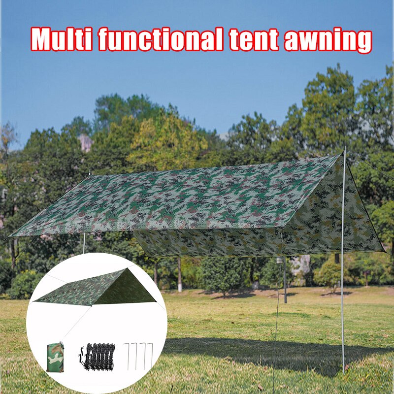 Multi-function Tent Tarp Waterproof Heavy Duty Shade Sail Sun Canopies Outdoor 118x118 Inches for Travel Camping WHShopp