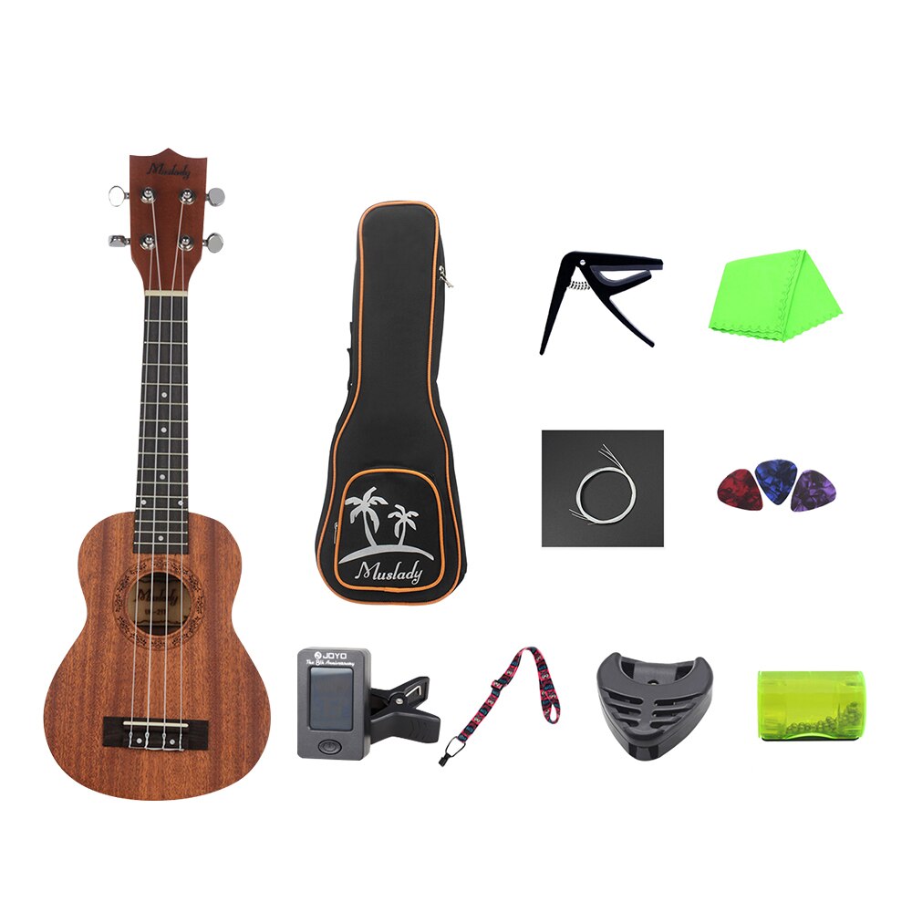 21 Inch Ukulele Colored Acoustic Soprano Ukulele Ukelele Uke Kit Basswood &amp; Bag Strap Strings Picks Tuner Musical Instruments: Style 13
