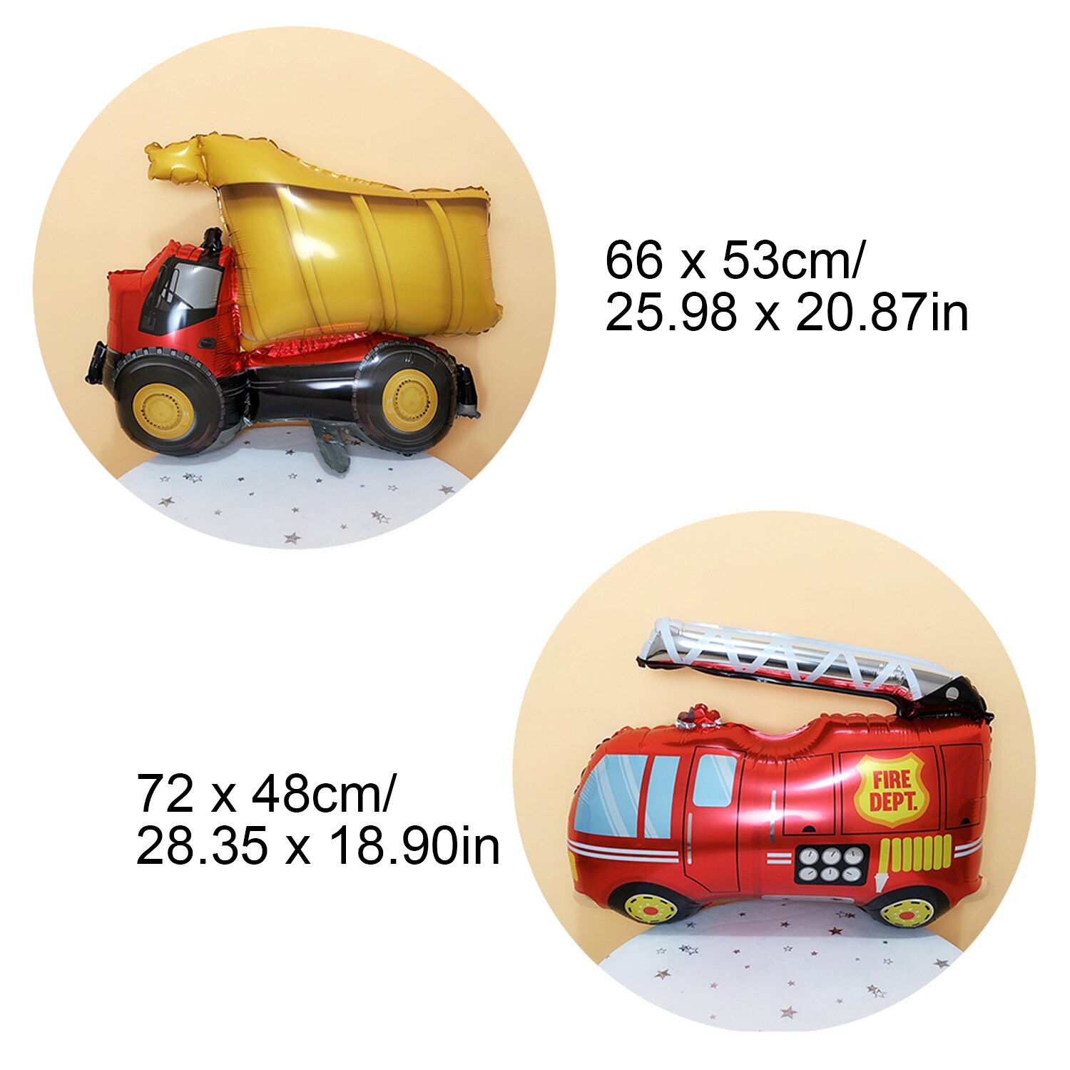 6PCS Cute Cartoon Tank Car Fire Truck School Bus Train Aluminum Foil Balloon for Kids Children Birthday Party Decor