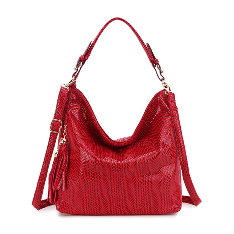 Serpentine kvinder skuldertaske kvindelig hobo damer tophåndtag håndtaske store punge og håndtaske tote crossbody taske til kvinder: Rød