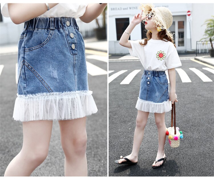 teenage girls denim skirt 12 years old children clothes girl casual