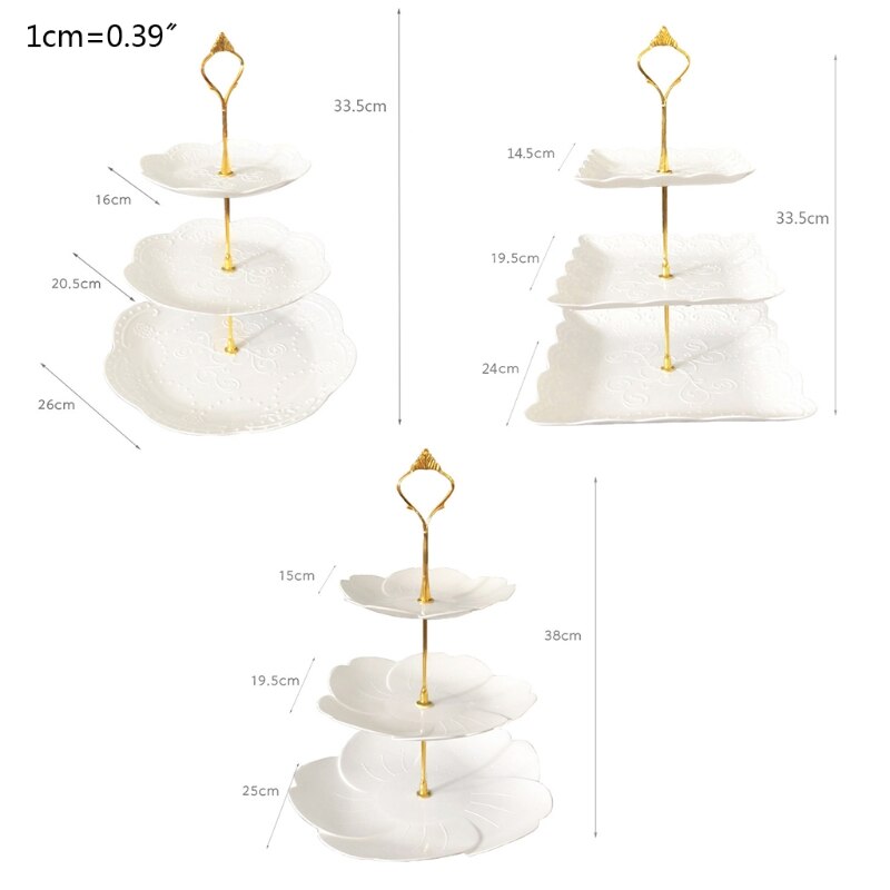 Afneembare Cake Stand Europese Stijl 3 Tier Gebak Cupcake Fruitschaal Serveren Dessert Houder Wedding Party Home Decor