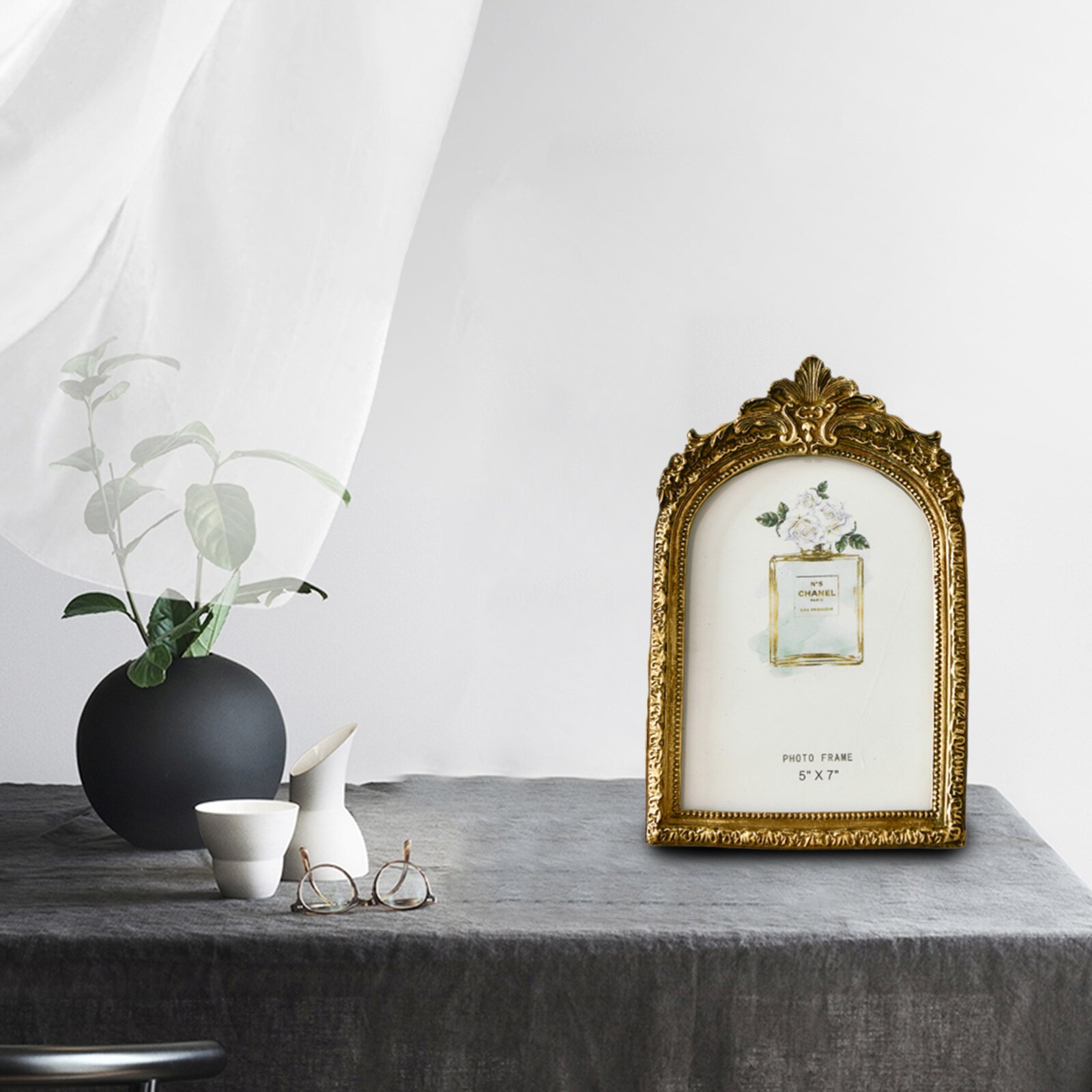 Picture Frame Desktop Photo Holder Decor Golden Freestanding Ornate Frames: B 7inch