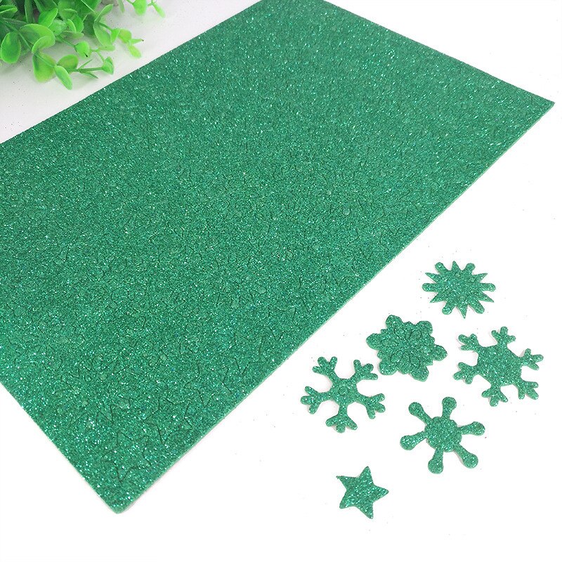 Fiocchi di neve di natale stelle giocattoli artigianali bambini creativi fai da te Glitter stelle fiocchi di neve paillettes carta spugnosa materiale manuale giocattoli: Green
