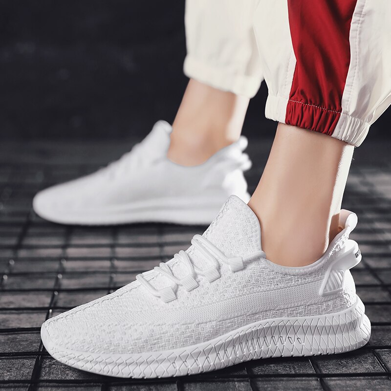 Zapatillas de deporte transpirables de malla para hombre zapatillas de deporte cómodas para caminar zapatillas de Tenis deportivas Tenis Masculino blanco