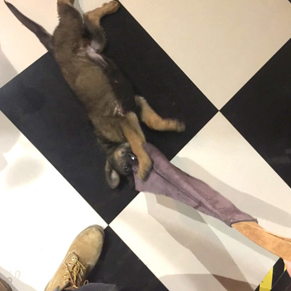 Economical Leather Puppy Dog Bite Rag Tug Toys with Handle for Puppy Police Dog Training Bite ds99