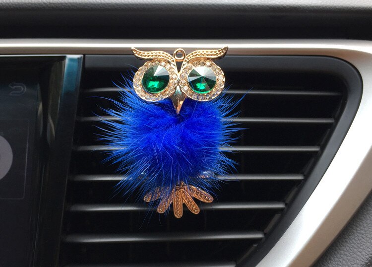 1Pcs Crystal Owl Car Air Freshener Auto Outlet Perfume Clip Interior Accessories Car-styling Vent Solid Fragrance Diffuser: Blue