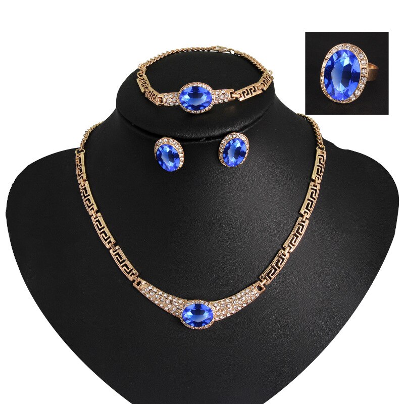 Jiayijiaduo braut schmuck setzt für frauen kristall damen Afrikanischen perlen partei halskette Gold-farbe ohrringe hochzeit kleid: Gold-farbe