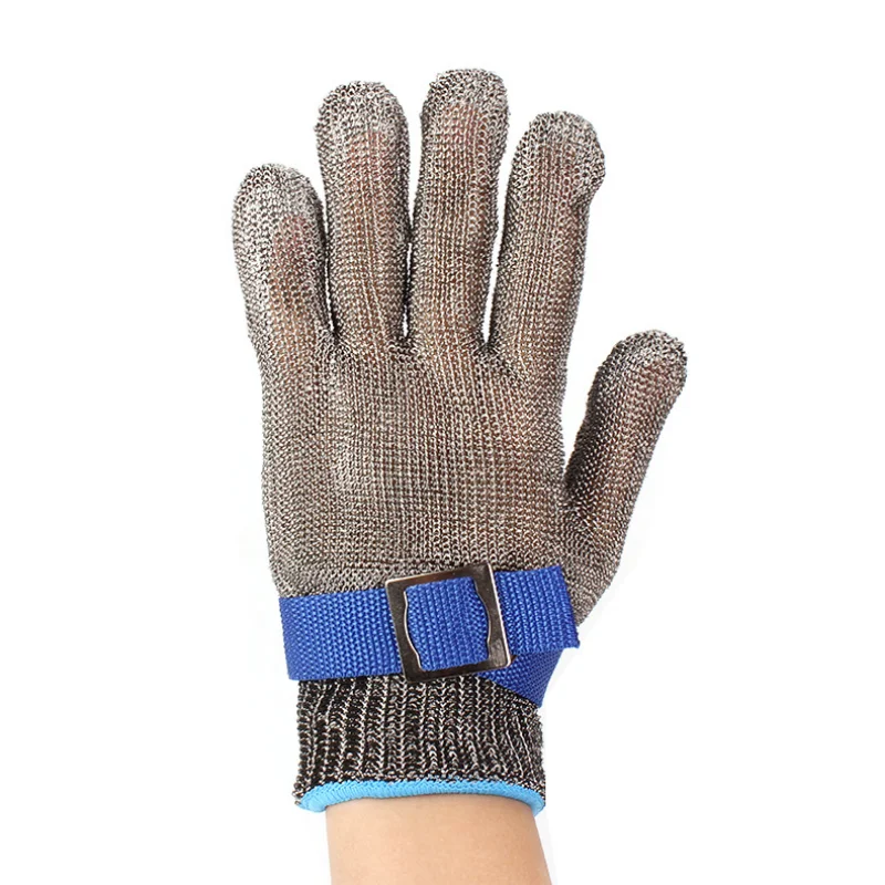 Guantes de acero inoxidable anticorte, protectores de mano resistentes al corte, malla de carne de Metal, a prueba de puñaladas, cuchillo de alambre de carnicero