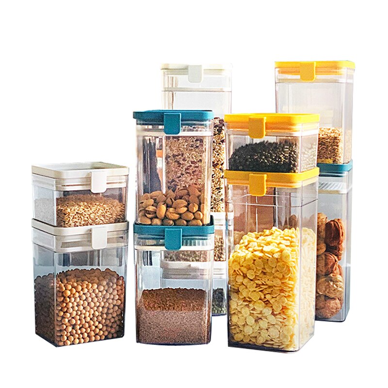 500/1000/1600ML Food Storage Container Plastic Kitchen Refrigerator Noodle Box Multigrain Storage Tank Transparent Sealed Cans