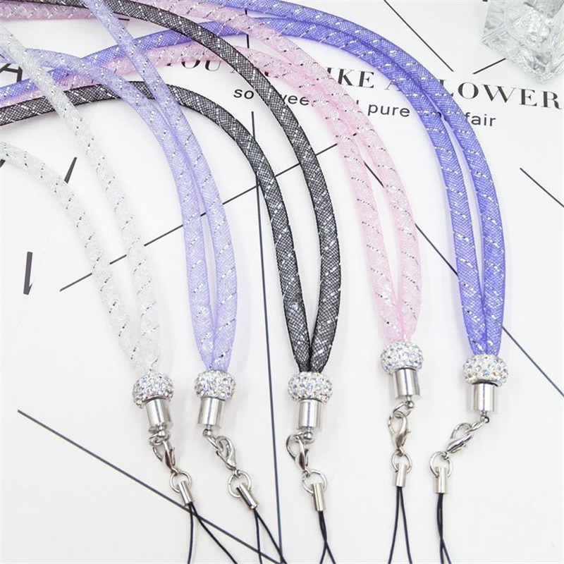 Mobiele telefoonriemen kristallen ketting kralen hanger sleutelhanger hangkoord lasso lanyard nekband badgehouder voor alle telefoons