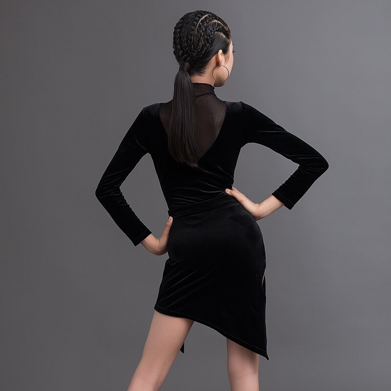 nueva ropa de entrenamiento de Danza Latina Vestido de manga larga para niñas traje de baile latino para niños vestido de competición DQS5622
