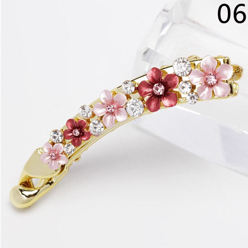 Nowe akcesoria Crystal Barrette Rhinestone spinka do włosów spinka do włosów spinka w kształcie Banana spinki do włosów dla kobiet akcesoria do włosów Hairgrip: 06