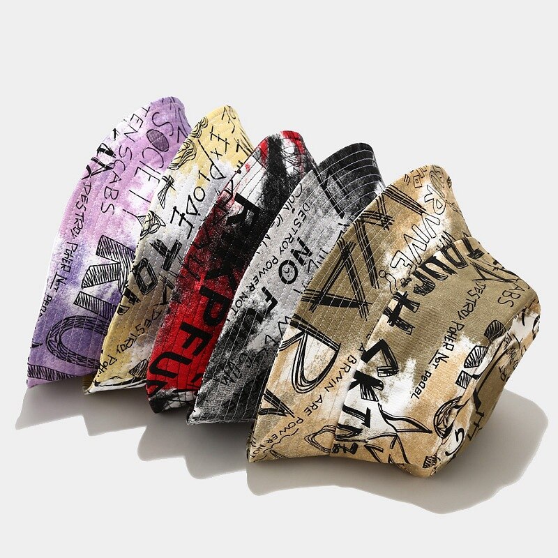 Meisje Zomer Emmer Hoed Engels Letters Katoen Kunstenaar Zon Bescherming Cap Mannen Panama Outdoor Visser Hoed