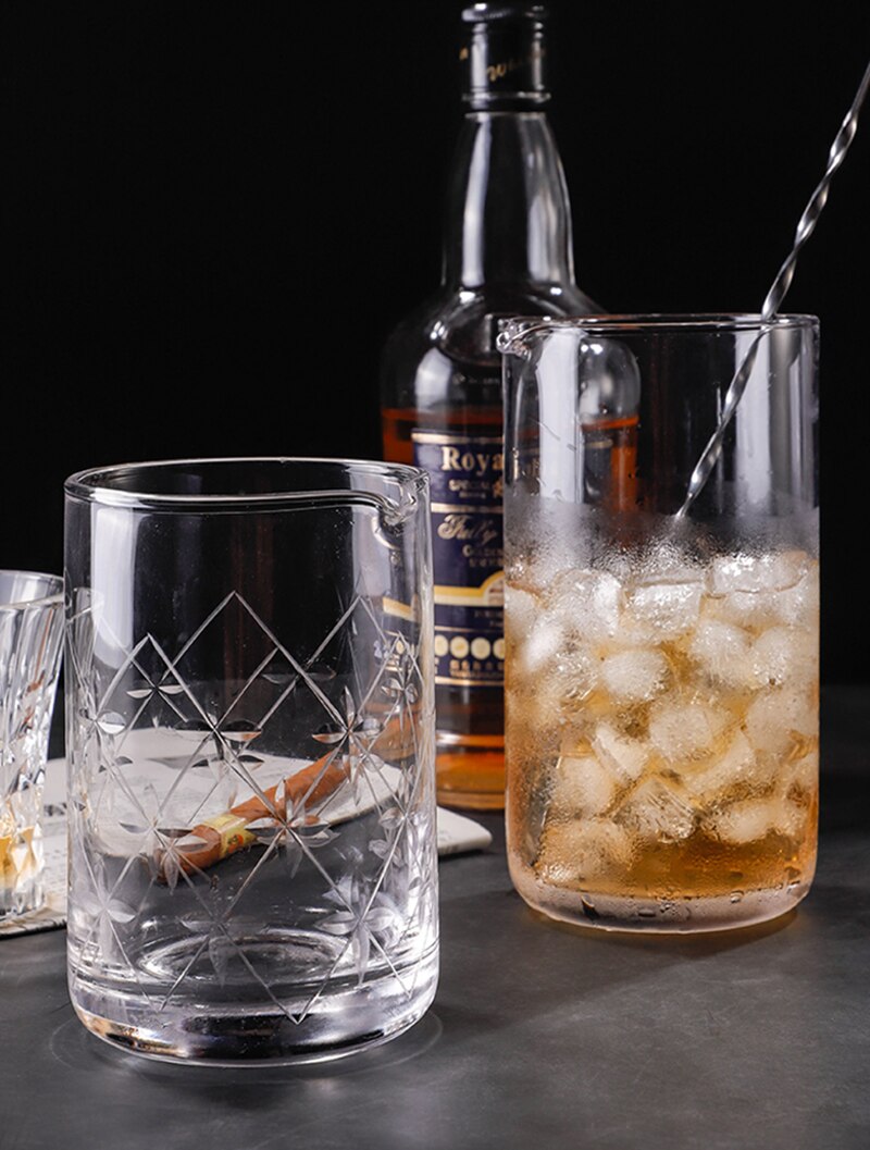 Vaso Mezclador de cristal de estilo japonés, patrón de diamante, 600ml