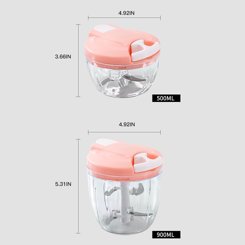 500ml/900ml Meat Grinder Hand-power Food Chopper Mincer Mixer Blender Chop Fruit Vegetable Processor Slicer Kitchen Accessories