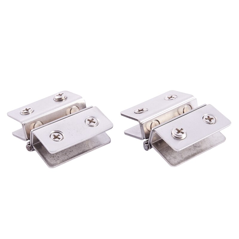 2x Shower Glass Door Adjustable Double Clamp Hinge Silver