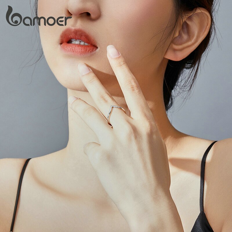 Bamoer GXR622 925 Sterling Silber Herz bilden Liebe Ring für Frauen Jahrestag Hochzeit Versprechen Sommer Silber Schmuck Größe 6 7 8