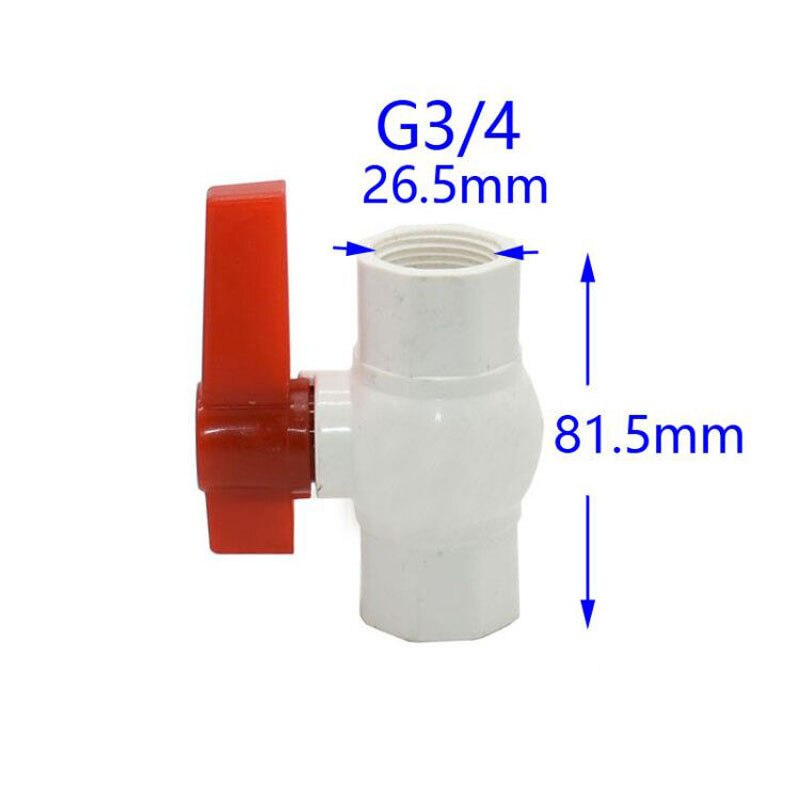 Pvc ball valve dn15 dn25 water flow control valve dn20 1" 1/2" 3/4 inch water pipe connector 1PCS: G3I4