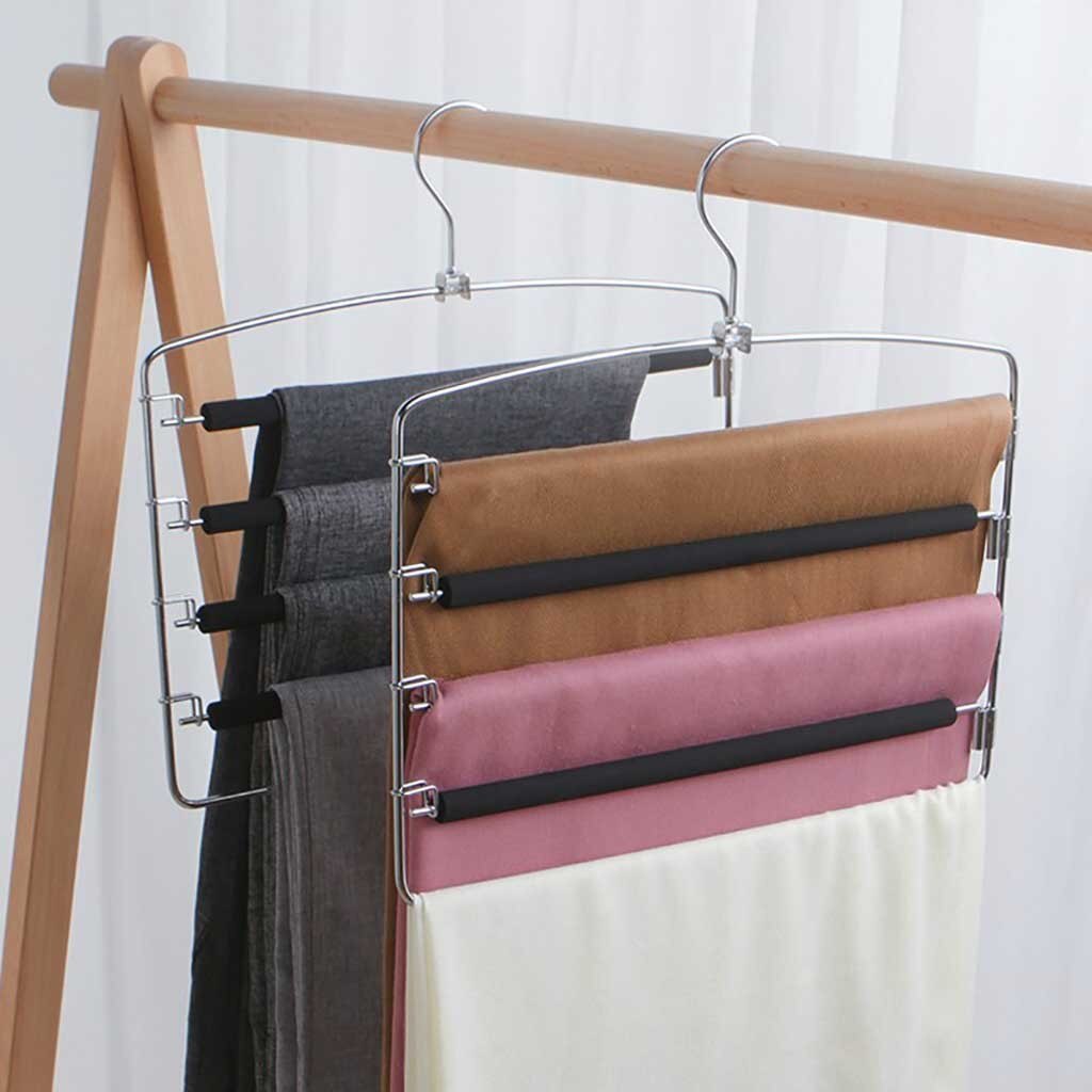 Multi Functional Pants Hangers Holders Trousers Hanger Storage Rack Clothes Hanger Space Saver Wardrobe Closet Organizer #T2G