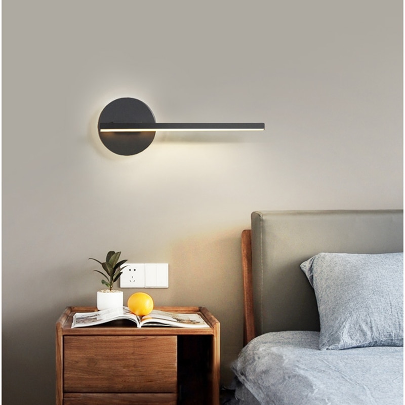 Moderne ledet vegglampe til soverom stue studie rom justerbare hjem deco vegglamper hvit svart ferdig 90-260v