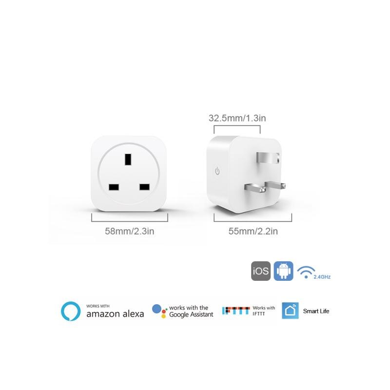 Wireless WIFI Smart Plug Socket UK Adaptor 10A 16A Remote Voice Control Power Monitor Socket Outlet For Mobile App Smartlife