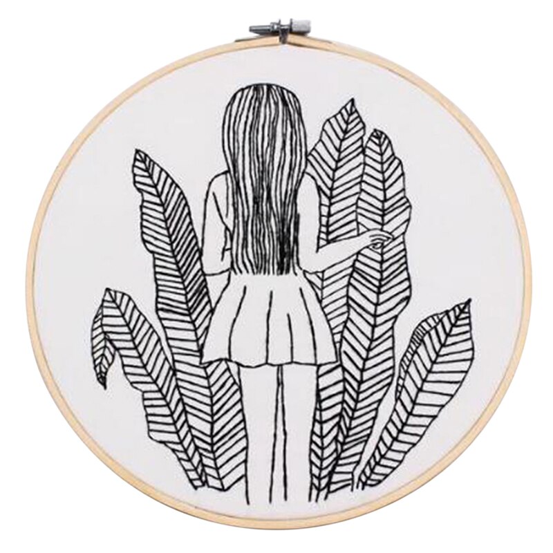 Broderisæt Simpelt - Håndlavet DIY Stof - Nybegynder Broderi med Tråd og Værktøj: Stil 3