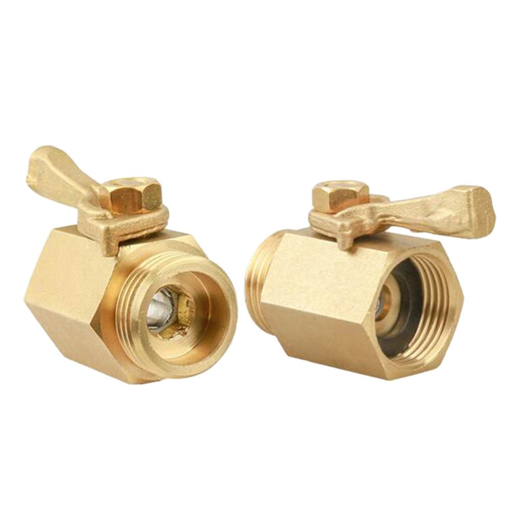 2pcs Heavy Duty 3/4" Thread Brass Shut Off Valve with Garden Hose Connector